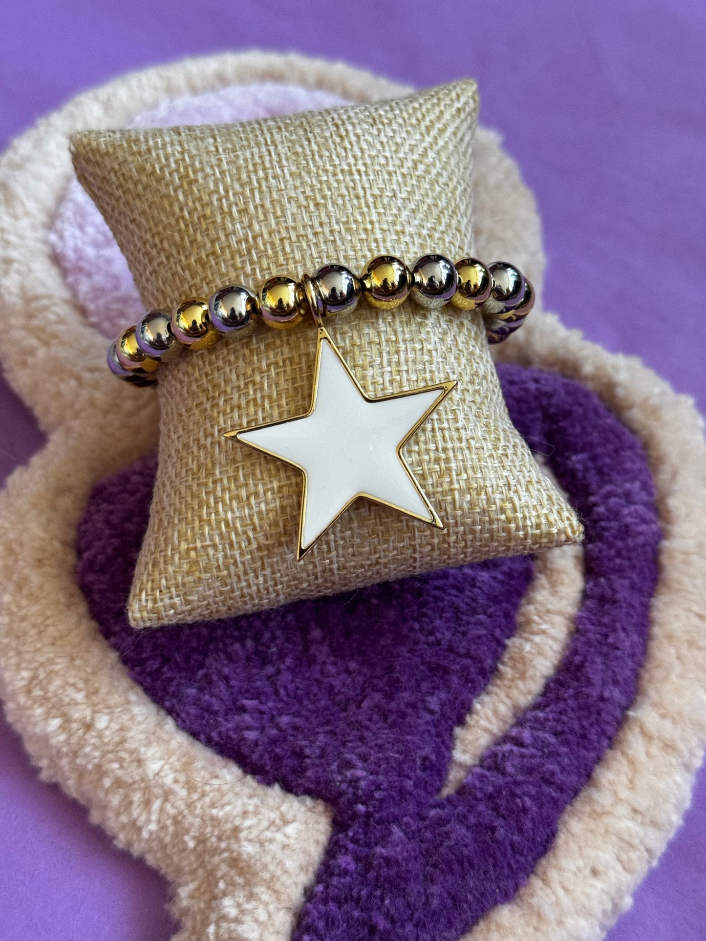 Two tone stars elastic bracelet